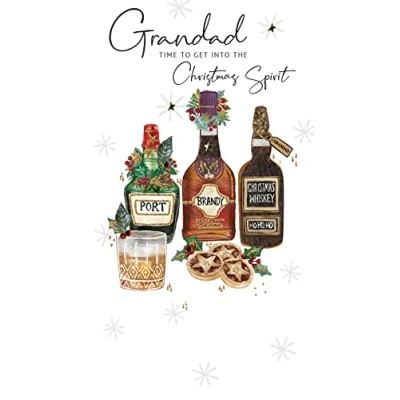 Image of Grandad in The Spirit Embellished Christmas Card Hand Finished Champagne Cards XCDC307