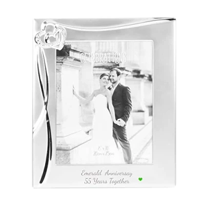 Image of Chichi Emerald Anniversary 55 Years Together with Gem Heart 5&quot; x 7&quot; Photo Frame Hearts &amp; Crystals