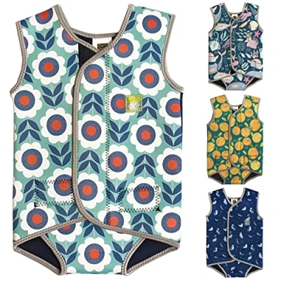 Image of Swim Cosy Baby/Toddler Wetsuit Vest with UPF50 Neoprene Wrap around design for Boys/Girls 0 3 years Unicorns, Dinosaurs, Ducks (Daisy Chain, LARGE 18 30 Months)