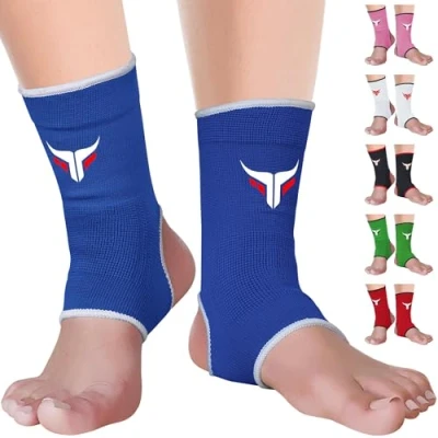 Image of Mytra Fusion Ankle Support MMA Muay Thai kick Boxing training Brace Breathable Elasticated Compression Foot (Blue, L/XL)