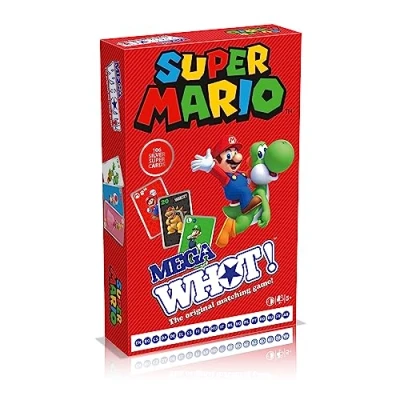 Image of Waddingtons Number 1 Super Mario Mega WHOT! deluxe edition, the original matching game now with a custom board, match Luigi and Yoshi, gift for ages 5 plus