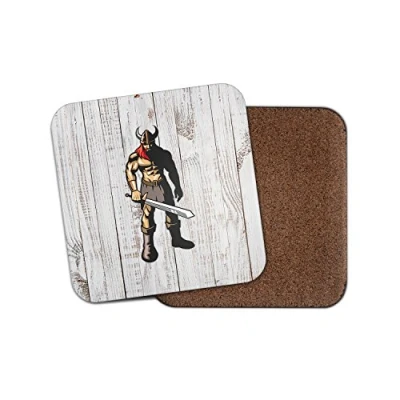 Image of 1 x Viking Warrior Cork Backed Drinks Coaster for Tea &amp; Coffee #4150 (1 Coaster)
