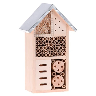 Image of Koopman 26cm Wooden Insect Hotel With Metal Roof