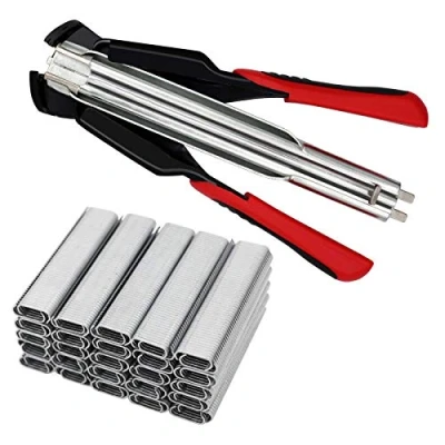 Image of Svauoumu Hog Ring Pliers Kit with 2500pcs Galvanised Fence Rings, Auto Fencing Manual Fastener Staple Pliers,for Maintenance and Repair Tool for Pet Cages Chicken Cage Wire
