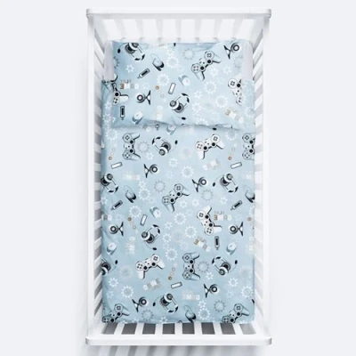Image of 2 Piece Baby Kids Bedding Set 120x90 cm Duvet Cover &amp; Pillowcase for Toddler Cot (Games)