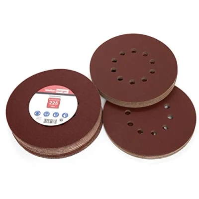 Image of Woltersberger Pack of 25 Sanding Discs Diameter 225 mm Grit P120 10 Holes in Red Sandpaper Drywall Sanders Long Neck Giraffe Ceiling Sander