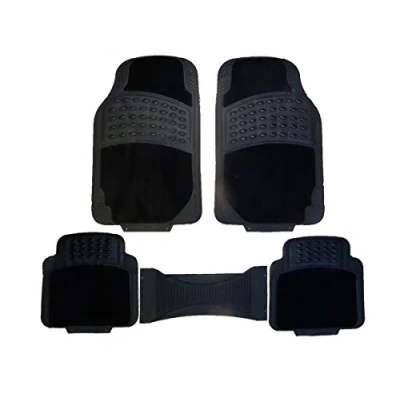 Image of XtremeAuto® Universal Full 5 piece Car Mat Set. Non slip, Heavy Duty Rubber, with Hard Wearing Carpet, foot contact patches.