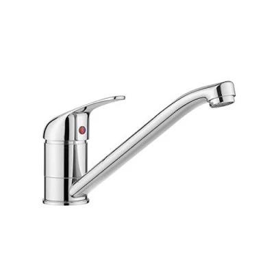 Image of JASSFERRY Kitchen Sink Mixer Tap Caravan Monobloc Single Top Lever Long Swivel Spout Solid Brass Traditional Faucet Chrome