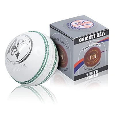 Image of Mozi Sports® Youth Junior Cricket Ball Leather School Club Balls Weight 135gm (White)