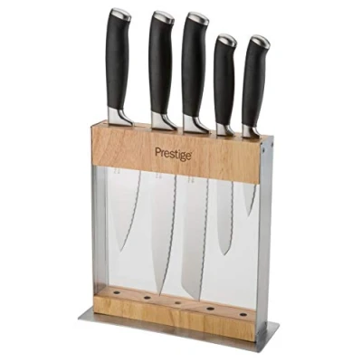Image of Prestige 47547 Handwash Only Quality Assurance Guarantee Durasharp Knife Block, Wood and Silver