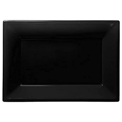 Image of Amscan 997434 3 Plas Platters Jet Black