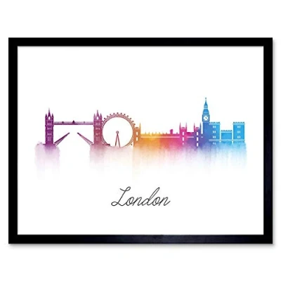 Image of Wee Blue Coo Painting Digital London England Landmark Skyline Art Print Framed Poster Wall Decor 12X16 Inch
