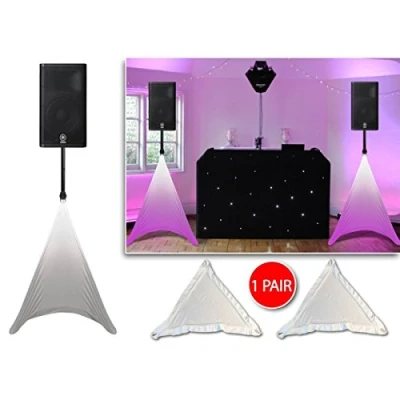 Image of Gorilla White Tripod DJ PA Speaker Stand Cover Lighting Scrim Screens (PAIR)