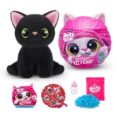Image of Pets Alive Smitten Kittens Lucky, Surprise Kitten Plush, Ultra Soft Plushies, Interactive Toy Pets, Electronic Pet Kitten, Ages 3+ (Lucky)