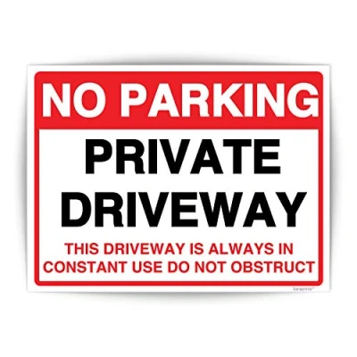 Image of No Parking Driveway Signs Self Adhesive Waterproof Vinyl Sticker 150mmx200mm V1179