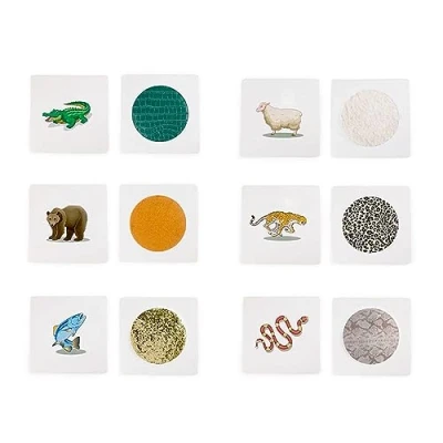 Image of Playlearn 12X Interactive Animal Texture Learning Set for Guess the Game Double Sided Match Tactile Educational Resource Explore Textures&amp;Colours Perfect Lover Gifts Kids