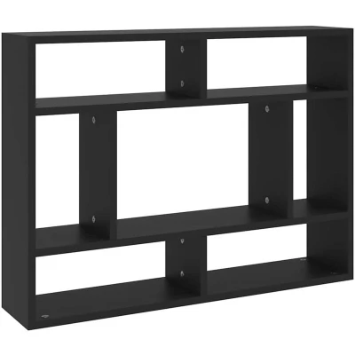 Image of vidaXL Wall Shelf Black 75x16x55 cm Engineered Wood (803003)