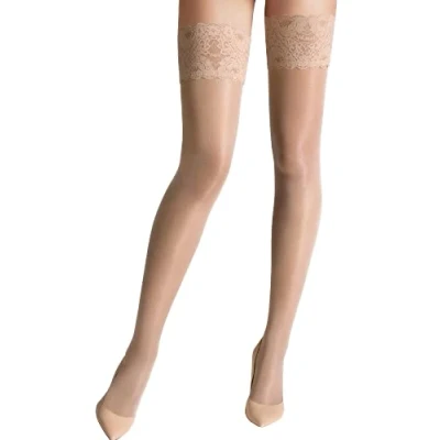 Image of Wolford Women&#039;s Satin Touch 20 Stay Up Tights, DEN, Beige Cosmetic, Small (Size: S)