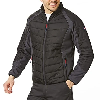 Image of Lee Cooper Men&#039;s Showerproof Windproof Padded Contrasting Workwear Water Resistant Jacket, Black/Grey, L UK