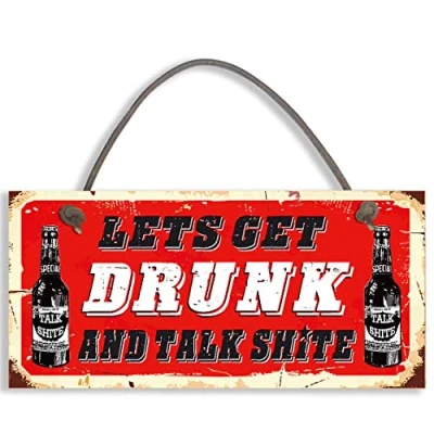 Image of Funny Alcohol Sign Man Cave / Home Bar Pub Hanging Plaque Vodka Gin Beer #1097