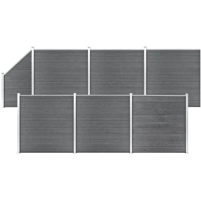 Image of vidaXL WPC Fence Set 6 Square + 1 Slanted 1138x186 cm Grey