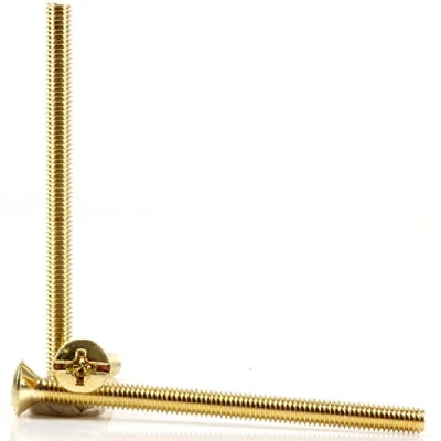 Image of 10x Brass Plated Electrical Screws M3.5 x 50mm Long Electric Faceplate Bolts Light Switch Plug Socket