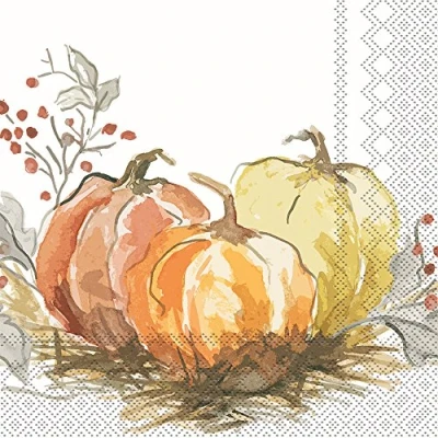 Image of Boston International L800900 IHR 3 Ply Paper Napkins, Painted Pumpkin