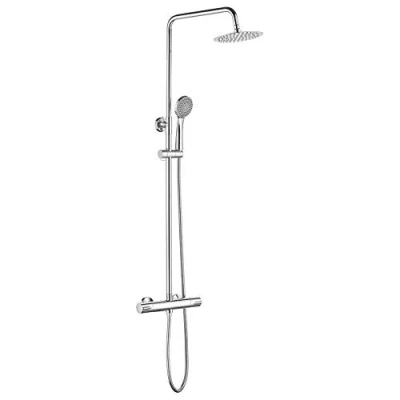 Image of Ibergrif Shower System, Square Mixer Tap Set, Chrome