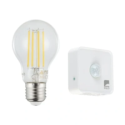 Image of Eglo Connect.z Set of Smart Home E27 LED Light Bulb with Motion Sensor, A60, ZigBee, Vintage Lightbulb, app Control, dimmable, 806 Lumen, 6 watt, Neutral White