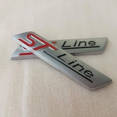 Image of Yuzhao 2PCS Rear Trunk ST LINE Logo Decal Emblem Decoration Stickers 8.6x1.6CM For Clio Focus Tiguan Golf T Roc Sandero Mondeo Kuga