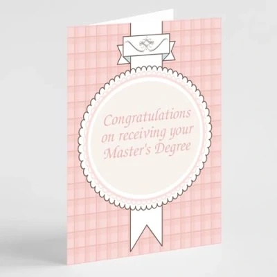 Image of Beebooh cards Ornate pink plaque passed Master&#039;s Degree card