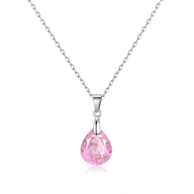 Image of Philip Jones Sterling Silver Light Rose Pear Necklace Created with Zircondia® Crystals