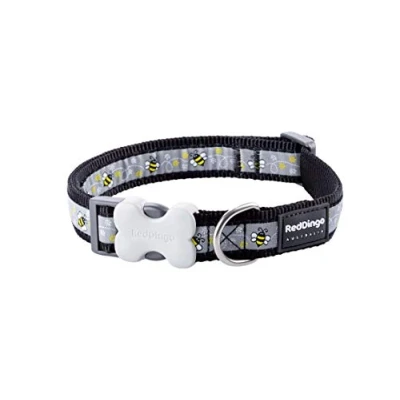 Image of Red Dingo Bucklebone Dog Collar Design, Bumble Bee Black, Small 15mm