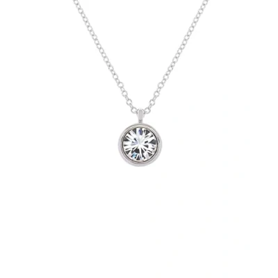 Image of Karen Millen Crystal Dot Pendant Necklace For Women (Silver/Clear Crystal)