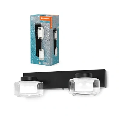 Image of LEDVANCE LED wall light Orbis Flame, 2 bulb, black, IP44