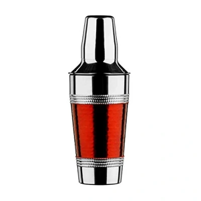 Image of Premier Housewares Cocktail Shaker with Hammered Red Band Stainless Steel