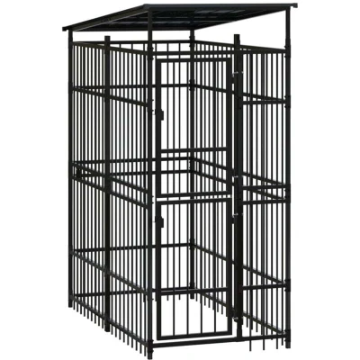 Image of vidaXL Outdoor Dog Kennel with Roof Steel 1.84 m²