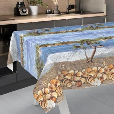 Image of ANRO Oilcloth Tablecloth, Washable, Oilcloth, Garden Outdoor, Indoor, 180 x 140 cm, Cut Edge, Holiday