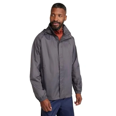 Image of Mountain Warehouse Pakka Mens Waterproof Packable Jacket IsoDry, Lightweight &amp; Breathable Raincoat with Taped Seams Packaway Bag For Spring Summer Travel Grey L