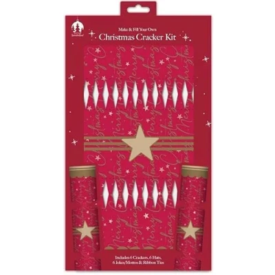 Image of Quickdraw Christmas Cracker Kit Make and Fill Your Own Crackers 6 Pack Festive Seasonal Party Craft (Star)