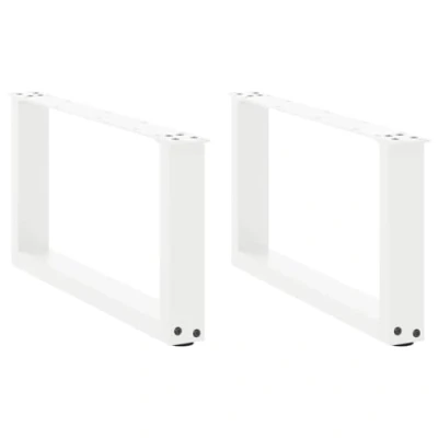 Image of vidaXL Coffee Table Legs/U Shaped/Steel/70x(30 31) cm/White/Modern/Durable/Adjustable/Sturdy/Assembly Required/Living/Dining Room