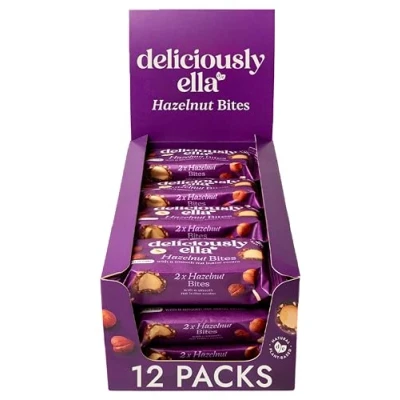 Image of Deliciously Ella Hazelnut Nut Butter Balls, Gluten Free, Vegan Friendly, Healthy Snack, 36g (12 Packs)