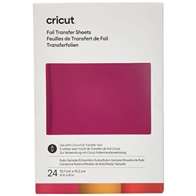 Image of Cricut 2008717 Foil Transfer Sheets Sampler, Ruby (24 ct), 24 Pack