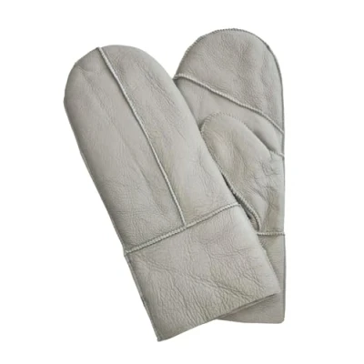 Image of Infinity Leather Womens Grey Genuine Real Sheepskin Mittens Warm Gloves