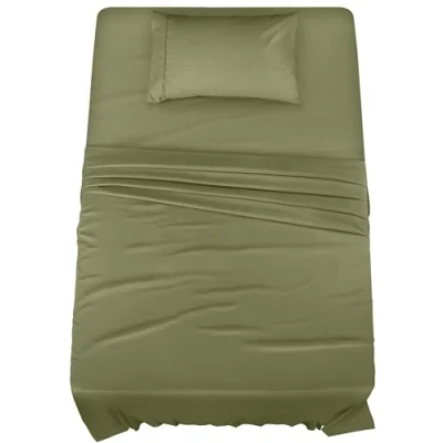 Image of Utopia Bedding Twin Bed Sheets Set 3 Piece Brushed Microfiber Shrinkage and Fade Resistant Easy Care (Twin, Olive)