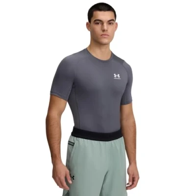 Image of UA HG Armour Comp SS Castlerock / White SM