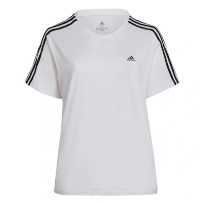 Image of adidas Women&#039;s Essentials Slim 3 Stripes Tee (Plus Size), White/Black, 3XL Plus