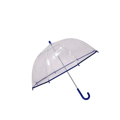 Image of SWL Kids Transparent Dome Umbrella Childrens PVC Clear Brolly (Blue)