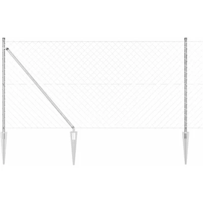 Image of vidaXL Chain Link Fence with 7 Spike Posts 1.2x10 m Galvanised Steel