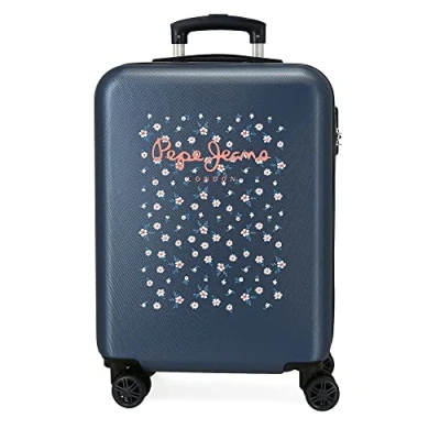 Image of Pepe Jeans Leslie Cabin Suitcase Blue 38 x 55 20 cm Rigid ABS Side Combination Lock 34L 2.7 kg 4 Wheels Double Hand Luggage